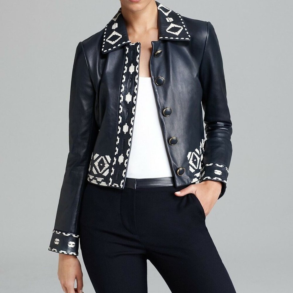 Tory Burch Brianna Lambskin Leather Jacket